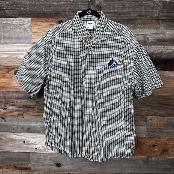 Vintage Tampa Bay Devil Rays Gingham Button Down Short Sleeve Men’s Shirt Large - Picture 2 of 6